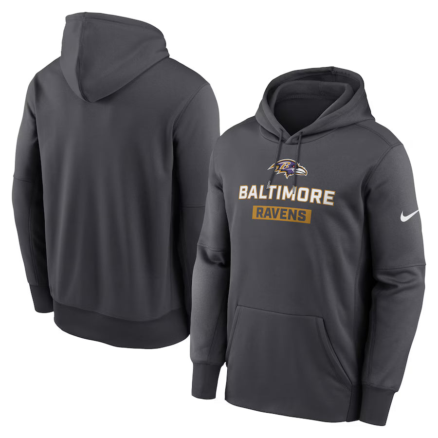 Baltimore Ravens NFL Nike Toss Sweep Performance Pullover Hoodie – Anthracite (USA Stock)