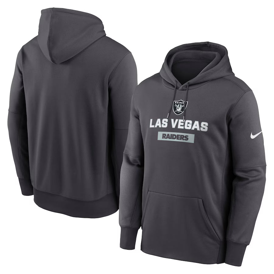 Las Vegas Raiders NFL Nike Toss Sweep Performance Pullover Hoodie – Anthracite (USA Stock)