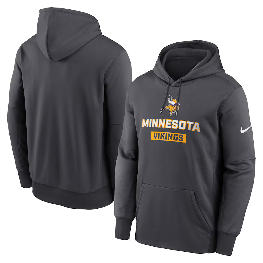 Minnesota Vikings NFL Nike Toss Sweep Performance Pullover Hoodie – Anthracite (USA Stock)