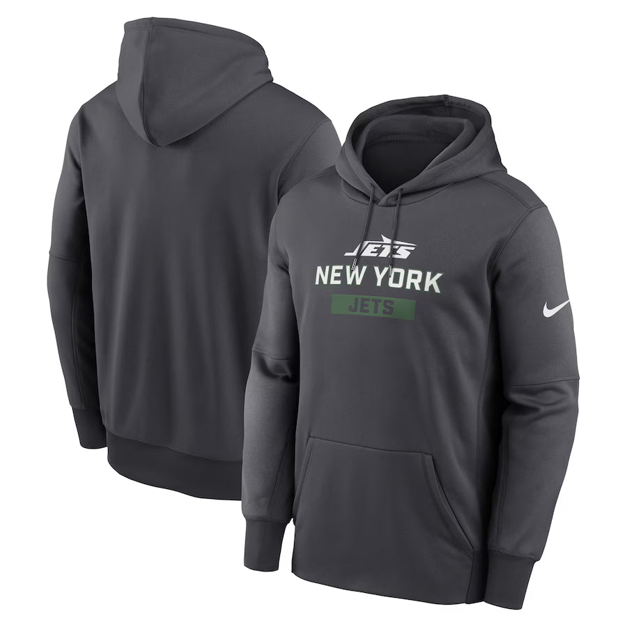 New York Jets NFL Nike Toss Sweep Performance Pullover Hoodie – Anthracite (USA Stock)