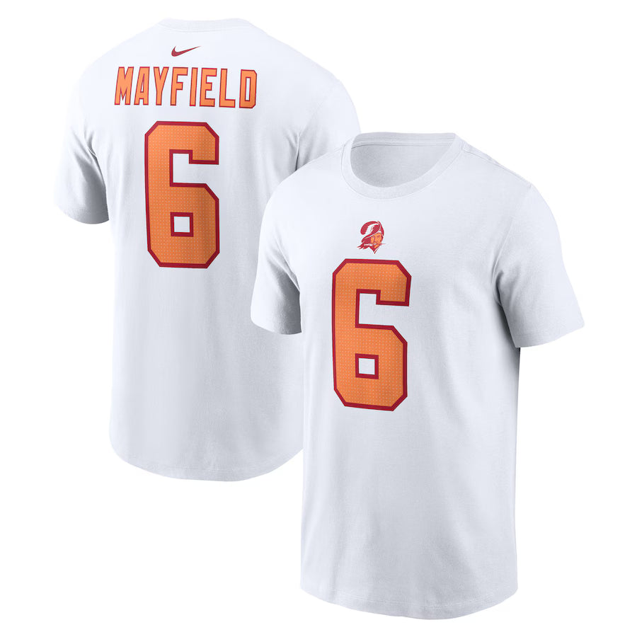 Baker Mayfield #6 Tampa Bay Buccaneers NFL Nike 50th Season Name & Number T-Shirt – White (USA Stock) - UKASSNI