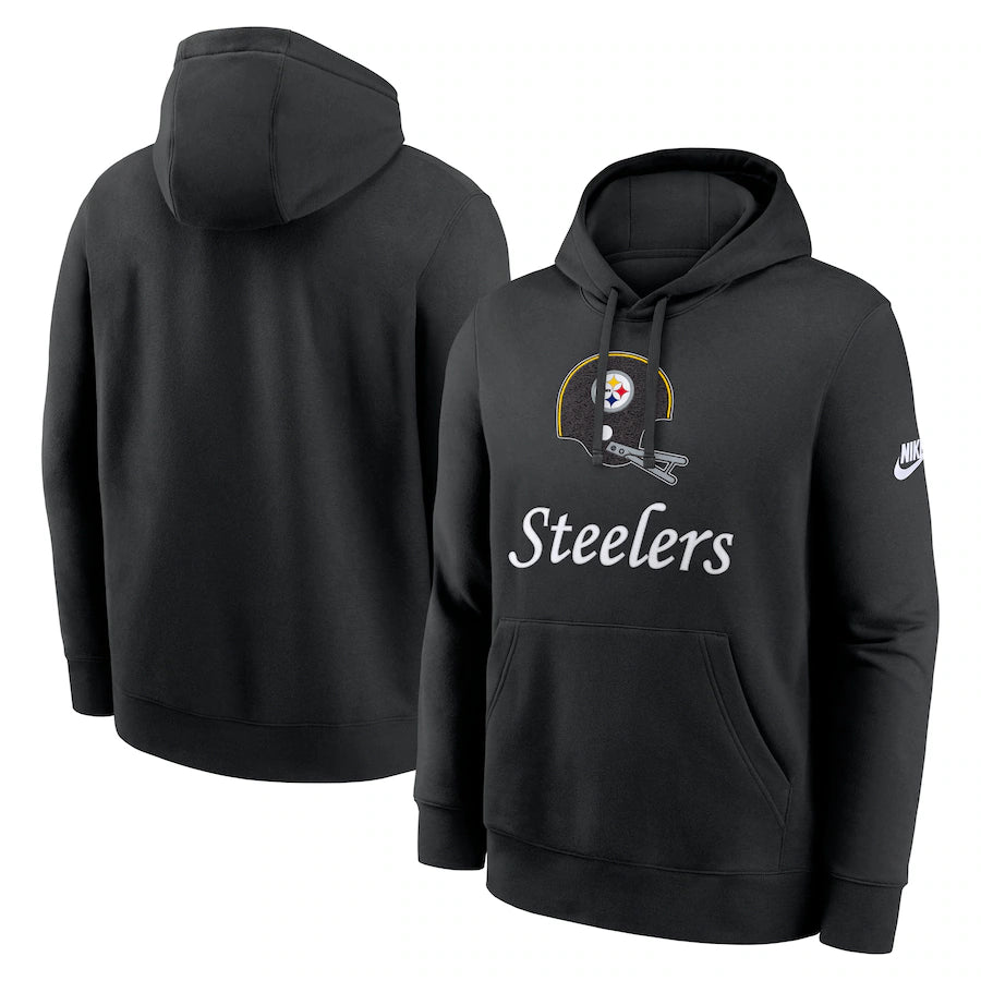 Pittsburgh Steelers NFL Nike Best Season Rewind Club Pullover Hoodie - Black (USA Stock)