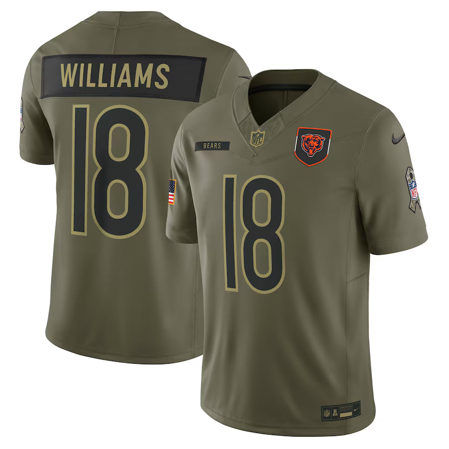 Caleb Williams Chicago Bears 2025 Salute to Service Limited Jersey – Olive (USA Stock)