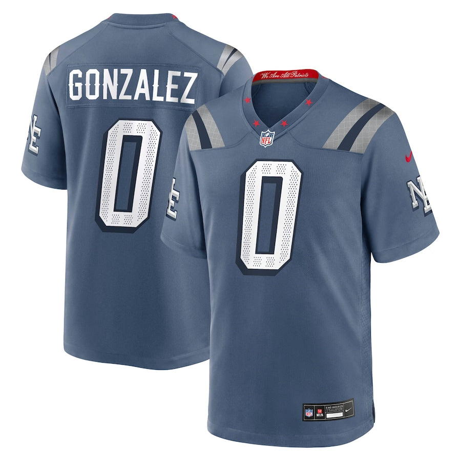 New England Patriots Christian Gonzalez 2025 Rivalries Game Jersey – Storm Blue (USA Stock)