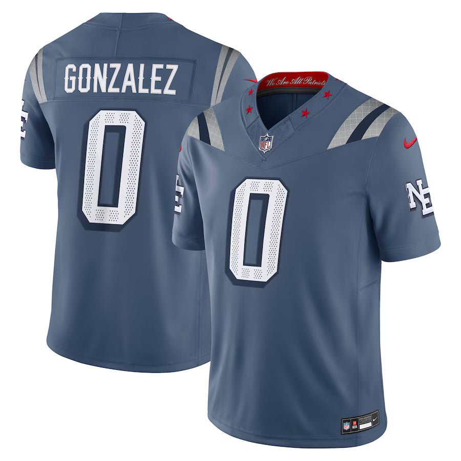 Christian Gonzalez New England Patriots NFL Nike 2025 Rivalries Collection Limited Jersey - Storm Blue (USA Stock)