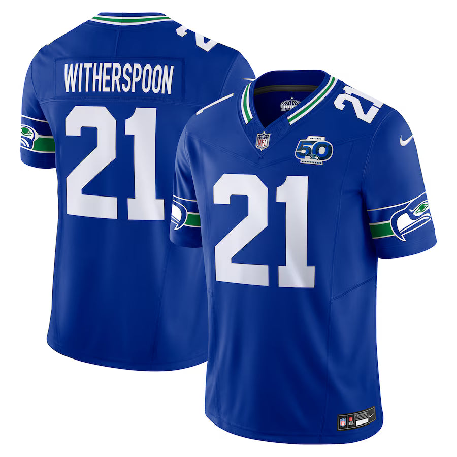 Seattle Seahawks Devon Witherspoon 50th Season Vapor Limited Jersey – Royal (USA Stock)