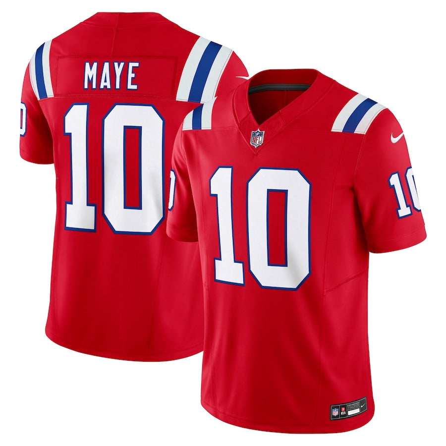 New England Patriots Drake Maye Alternate Vapor F.U.S.E. Limited Jersey – Red (USA Stock)