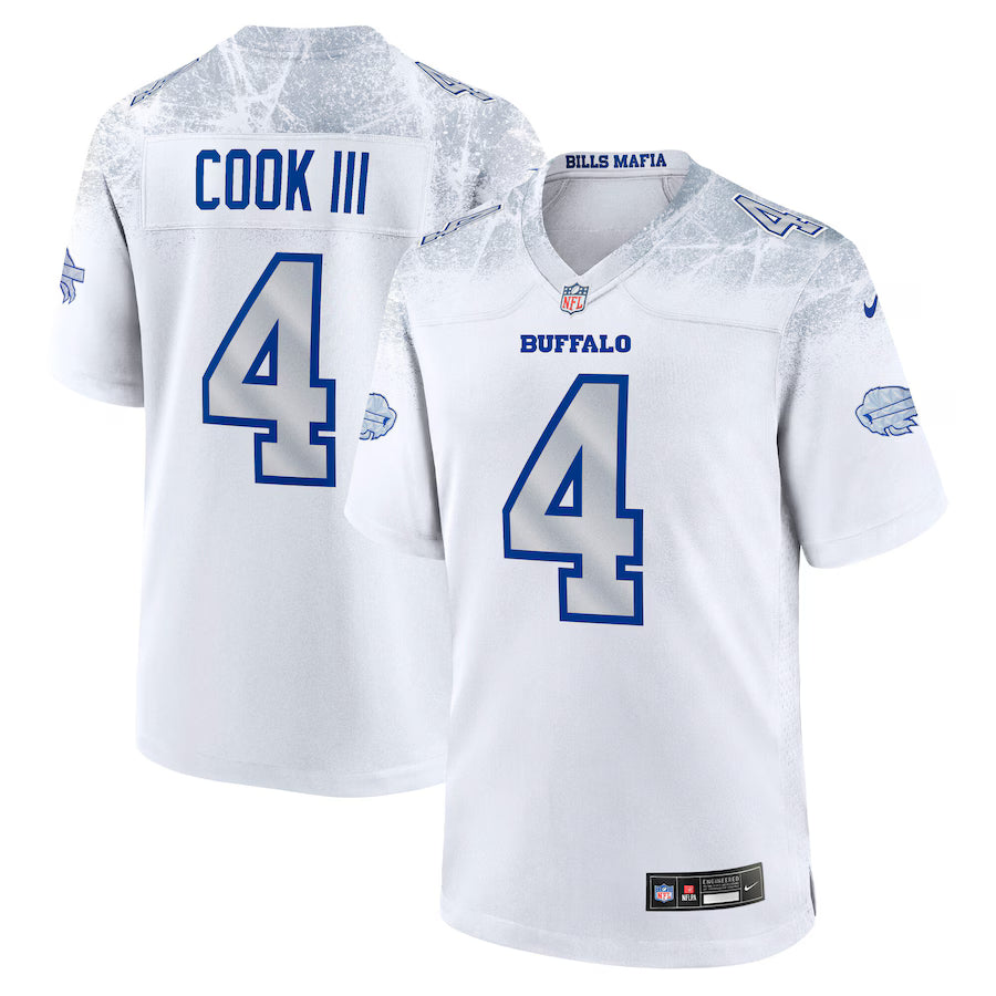 Buffalo Bills James Cook III 2025 Rivalries Game Jersey – White (USA Stock)