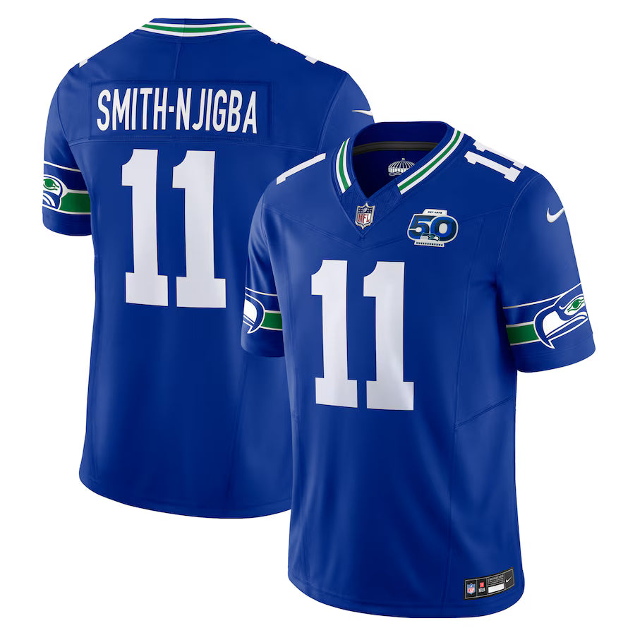 Jaxon Smith-Njigba NFL Seattle Seahawks Nike Alternate 2 50th Season Game Jersey - Royal (USA Stock)