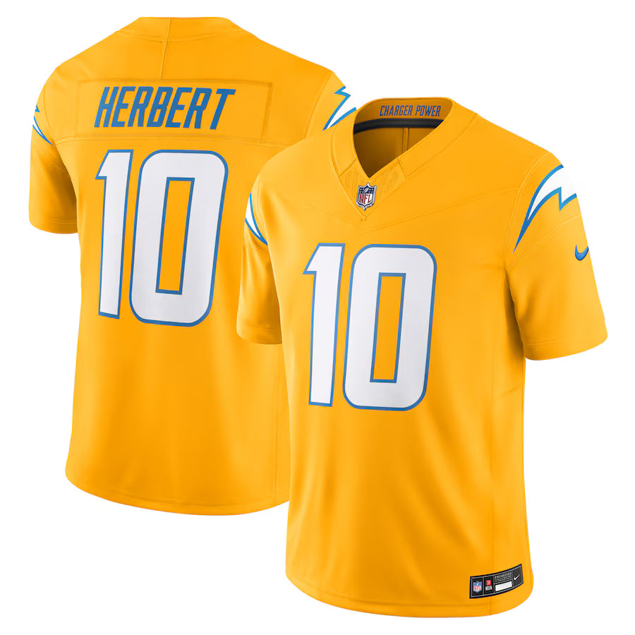 Los Angeles Chargers Justin Herbert Vapor F.U.S.E. Limited Jersey – Gold (USA Stock)