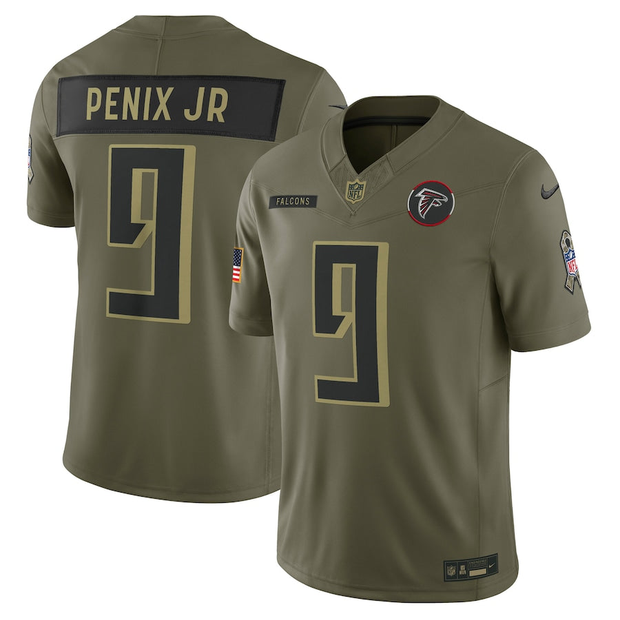 Michael Penix Jr. Atlanta Falcons 2025 Salute to Service Limited Jersey – Olive (USA Stock)