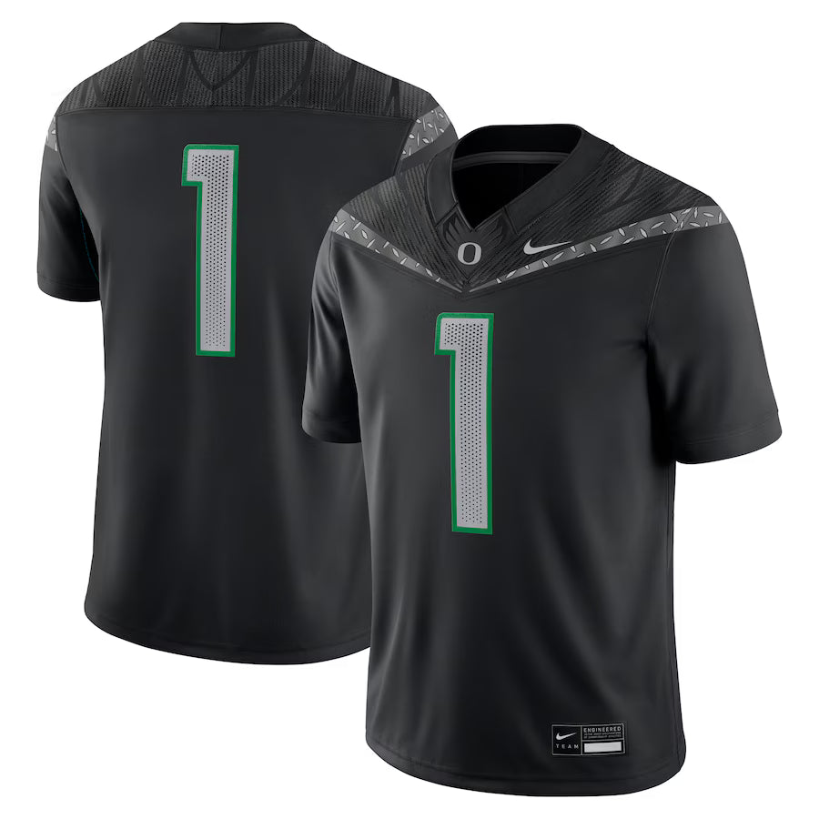 Oregon Ducks #1 Game Jersey – Black (USA Stock)