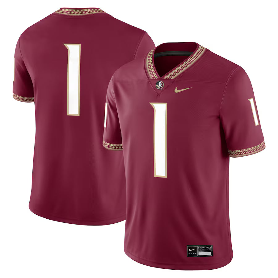Florida State Seminoles #1 Game Jersey – Garnet (USA Stock)