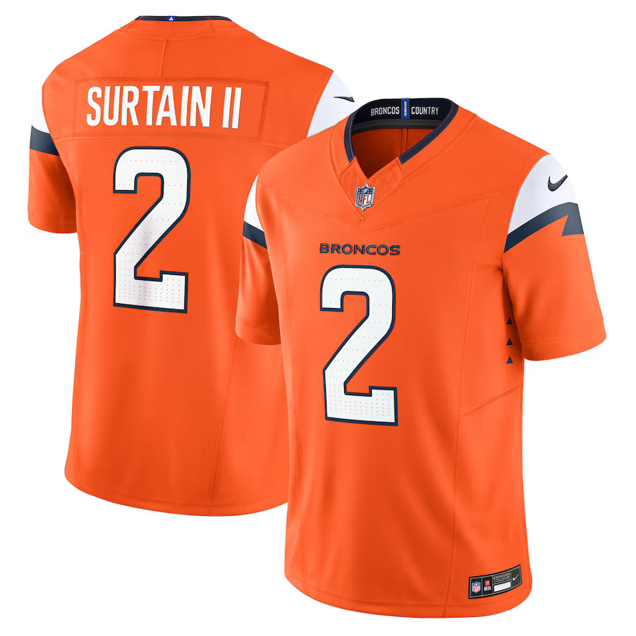 Denver Broncos Patrick Surtain II Mile High Collection Vapor F.U.S.E. Limited Jersey – Orange (USA Stock)