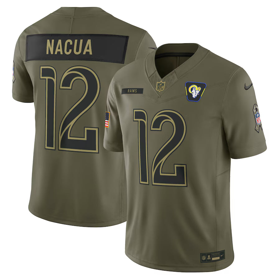 Puka Nacua Los Angeles Rams 2025 Salute to Service Limited Jersey – Olive (USA Stock)