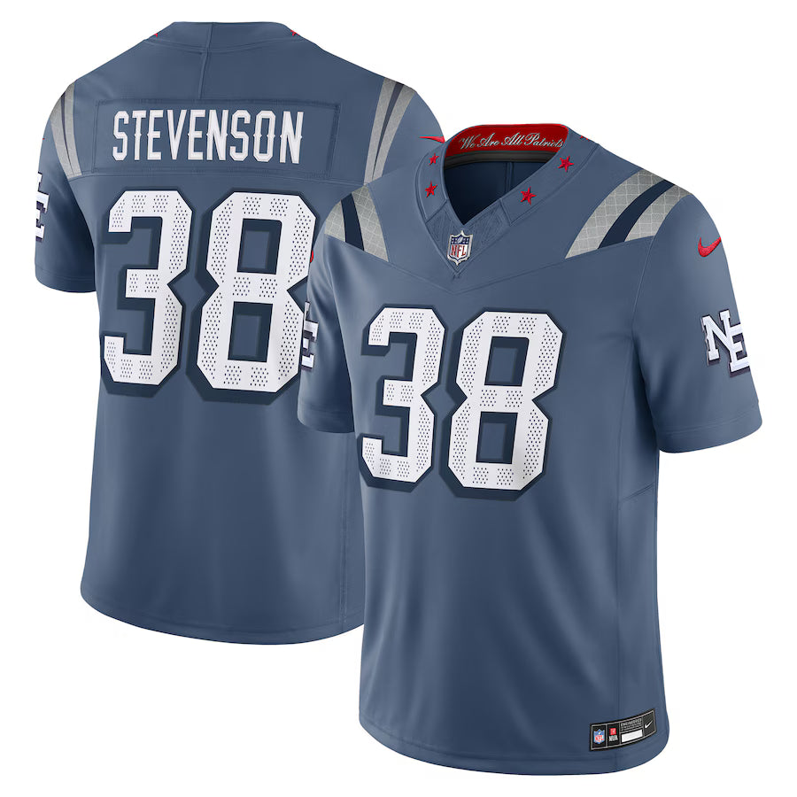 Rhamondre Stevenson New England Patriots NFL Nike 2025 Rivalries Collection Limited Jersey - Storm Blue (USA Stock)