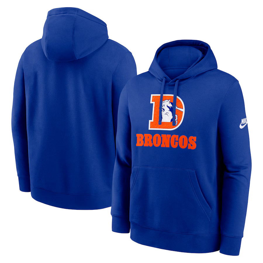 Denver Broncos NFL Nike Best Season Rewind Club Pullover Hoodie - Royal (USA Stock)