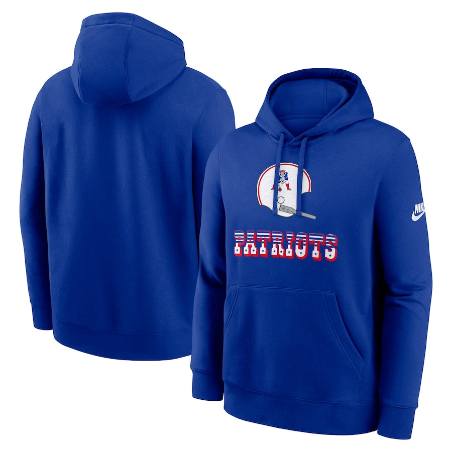 New England Patriots NFL Nike Best Season Rewind Club Pullover Hoodie - Royal (USA Stock)