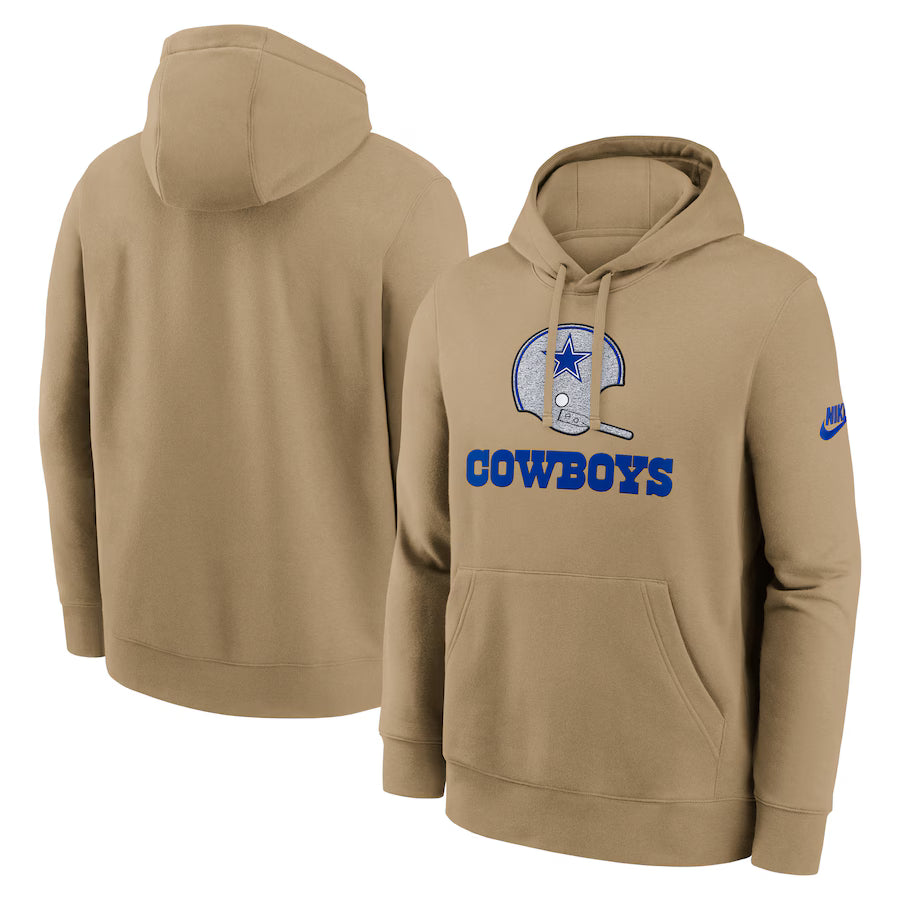 Dallas Cowboys NFL Nike Best Season Rewind Club Pullover Hoodie - Tan (USA Stock)