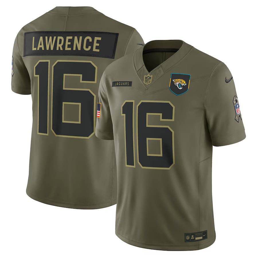 Trevor Lawrence Jacksonville Jaguars 2025 Salute to Service Limited Jersey – Olive (USA Stock)