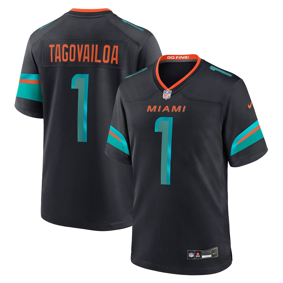 Miami Dolphins Tua Tagovailoa 2025 Rivalries Game Jersey – Pitch Blue (USA Stock)