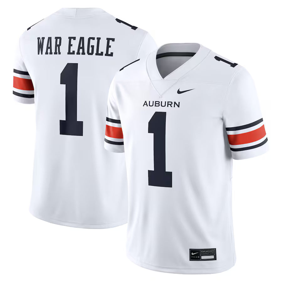 Auburn Tigers NCAA Nike Away Football Game Jersey – White (USA Stock) - UKASSNI