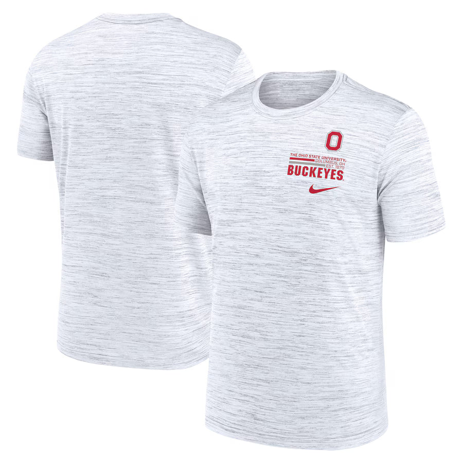 Ohio State Buckeyes Nike Velocity Stacked Performance T-Shirt – White (USA Stock) - UKASSNI