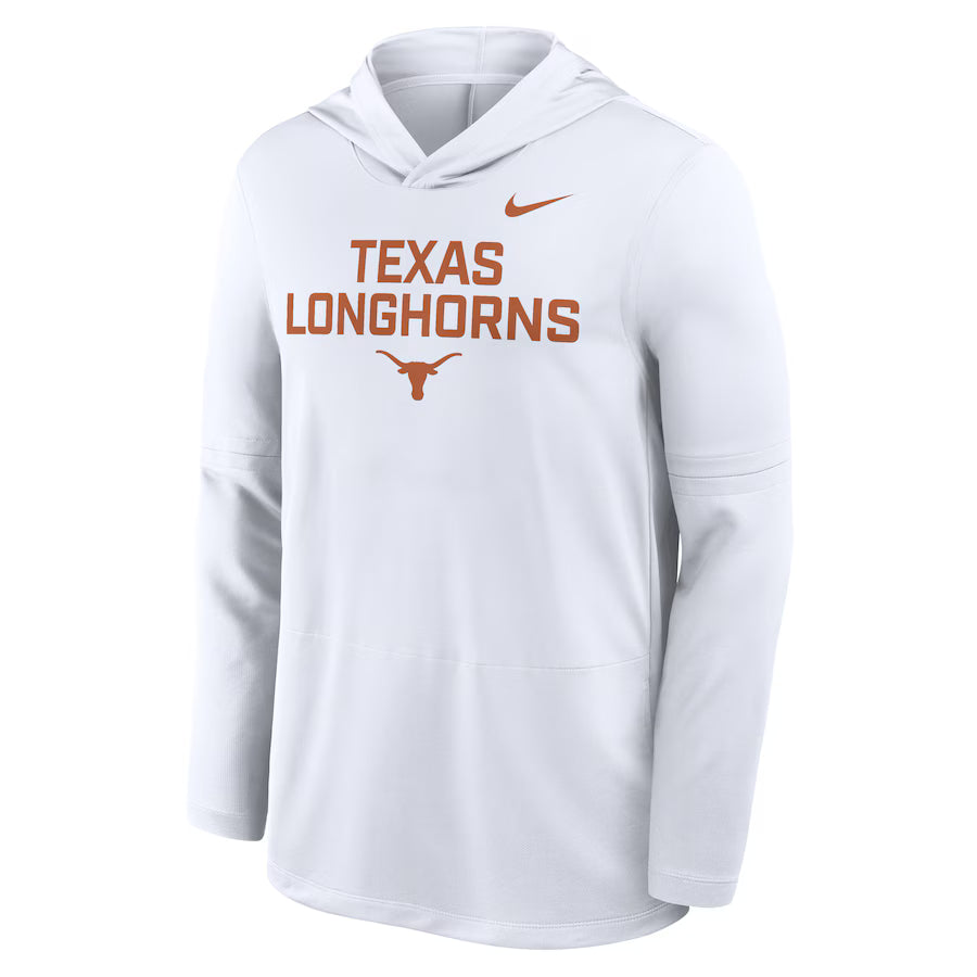 Texas Longhorns Nike 2025 NCAA Sideline Dri-FIT Long Sleeve Hoodie T-Shirt – White (USA Stock)