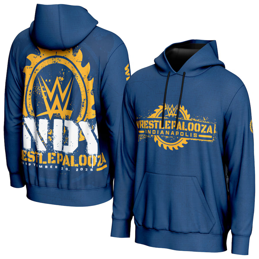 WWE WrestlePalooza 2025 ProSphere Pullover Hoodie – Blue (USA Stock)