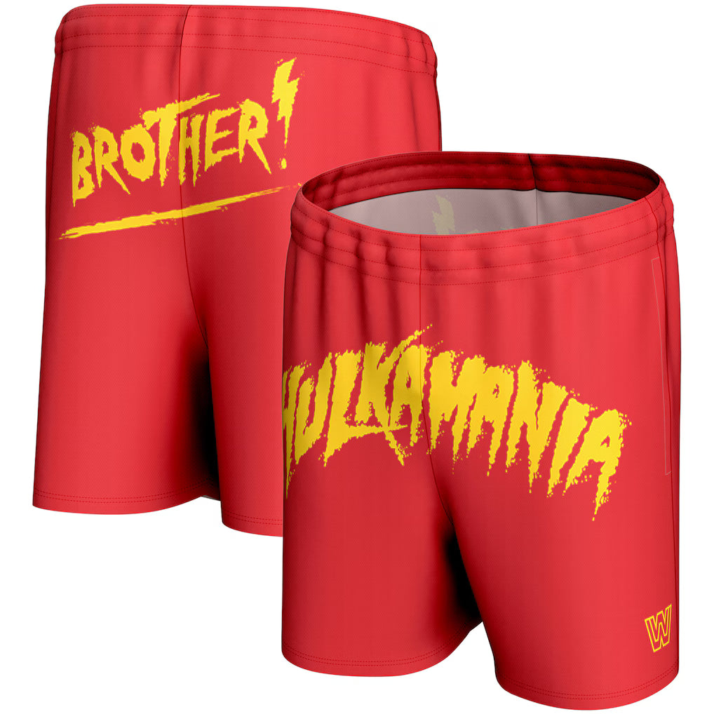Hulk Hogan WWE ProSphere Hulkamania Shorts – Red (USA Stock)