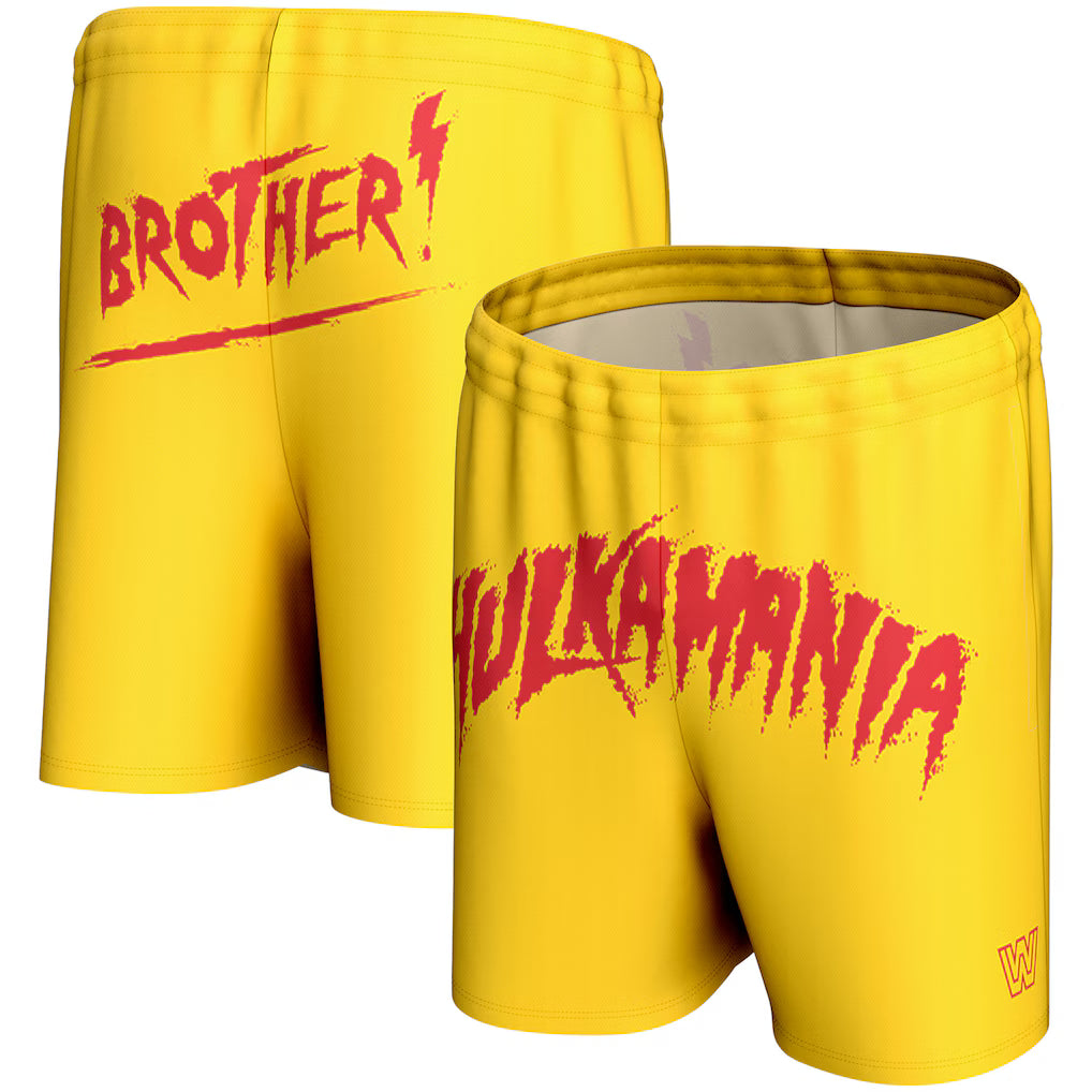 Hulk Hogan WWE ProSphere Hulkamania Shorts – Yellow (USA Stock)