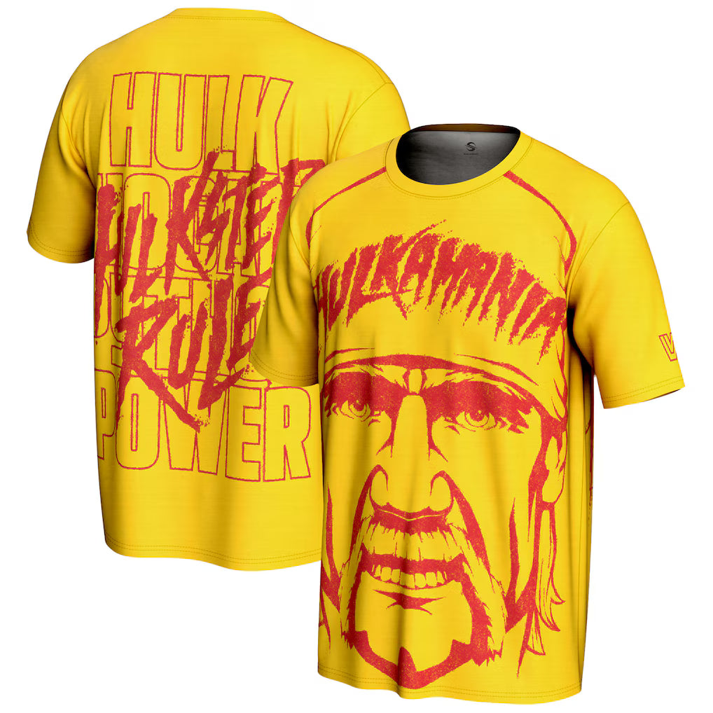 Hulk Hogan WWE ProSphere Hulkster Rules T-Shirt – Yellow (USA Stock)