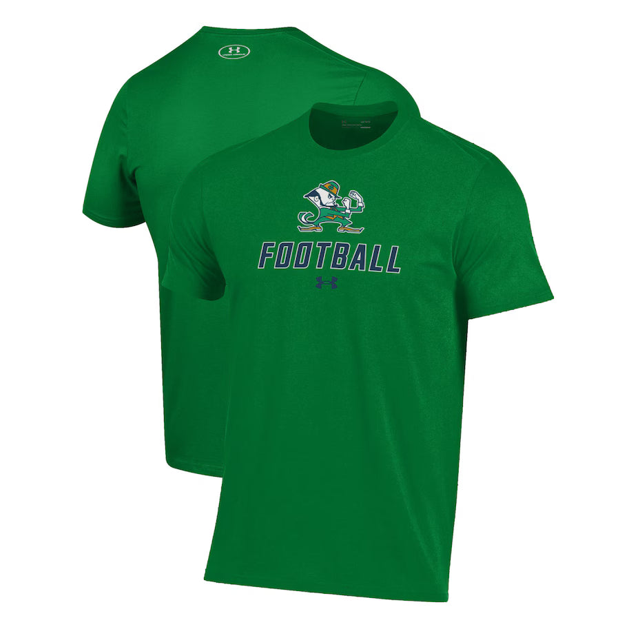 Notre Dame Fighting Irish NCAA Under Armour Football Performance T-Shirt – Green (USA Stock) - UKASSNI