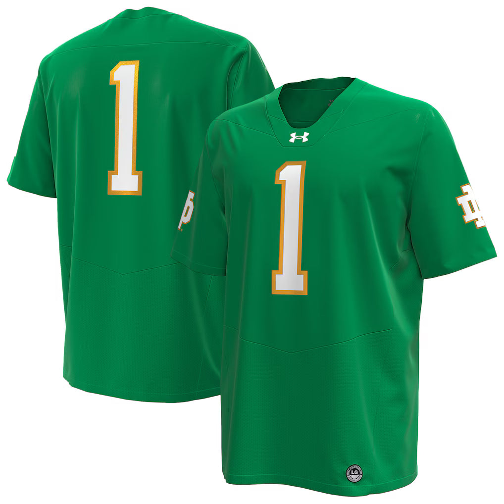 Notre Dame Fighting Irish Under Armour Premier Football Jersey – Kelly Green (USA Stock)