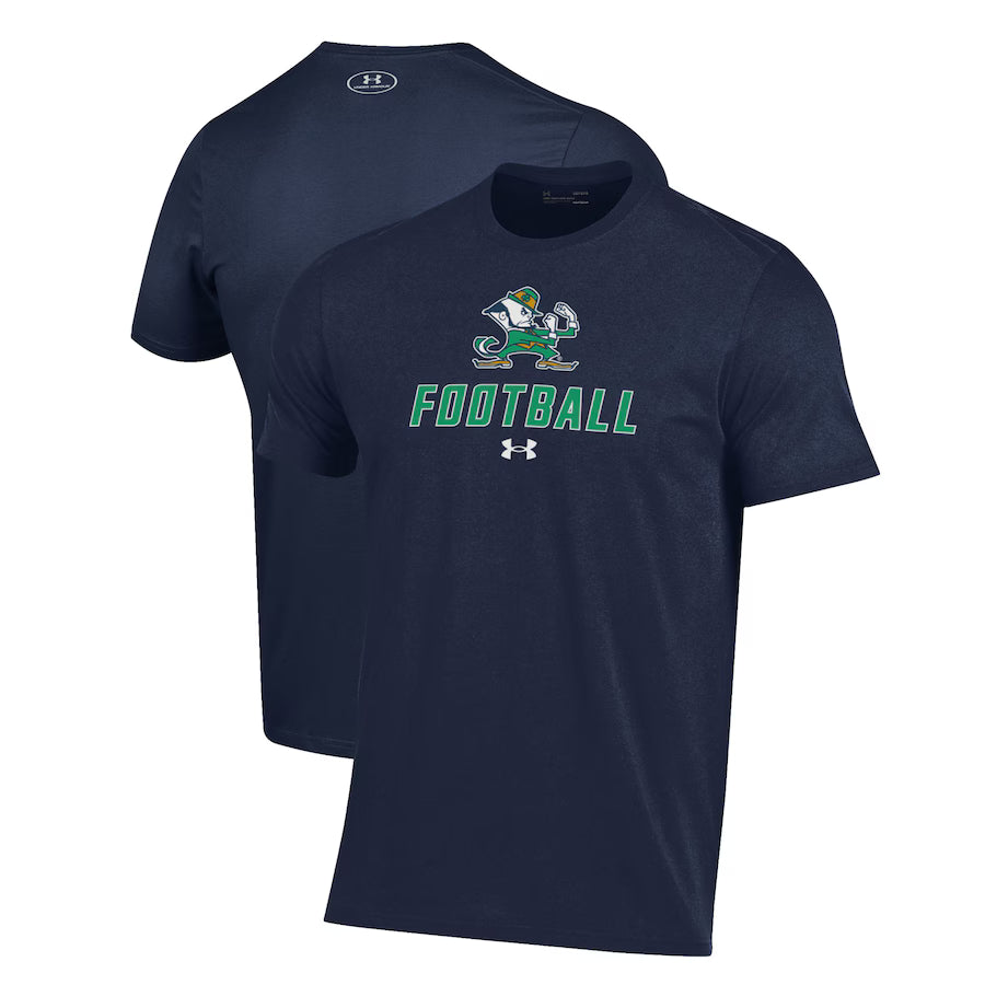 Notre Dame Fighting Irish NCAA Under Armour Football Performance T-Shirt – Navy (USA Stock) - UKASSNI