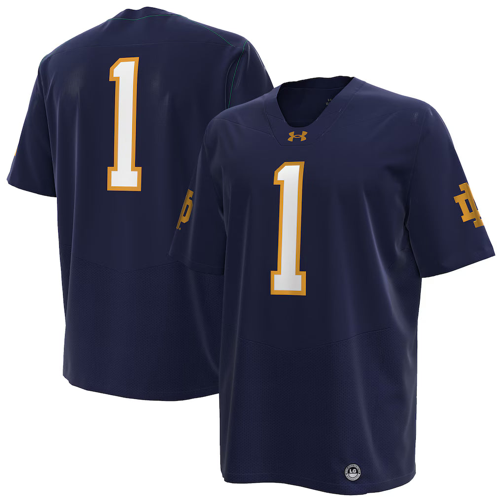 Notre Dame Fighting Irish Under Armour Premier Football Jersey – Navy (USA Stock)