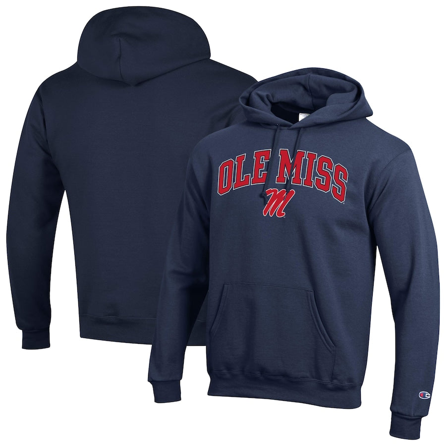 Ole Miss Rebels NCAA Champion Basic Arch Fleece Pullover Hoodie – Navy (USA Stock) - UKASSNI