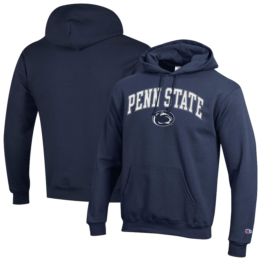 Penn State Nittany Lions NCAA Champion Arched Logo Fleece Pullover Hoodie – Navy (USA Stock) - UKASSNI