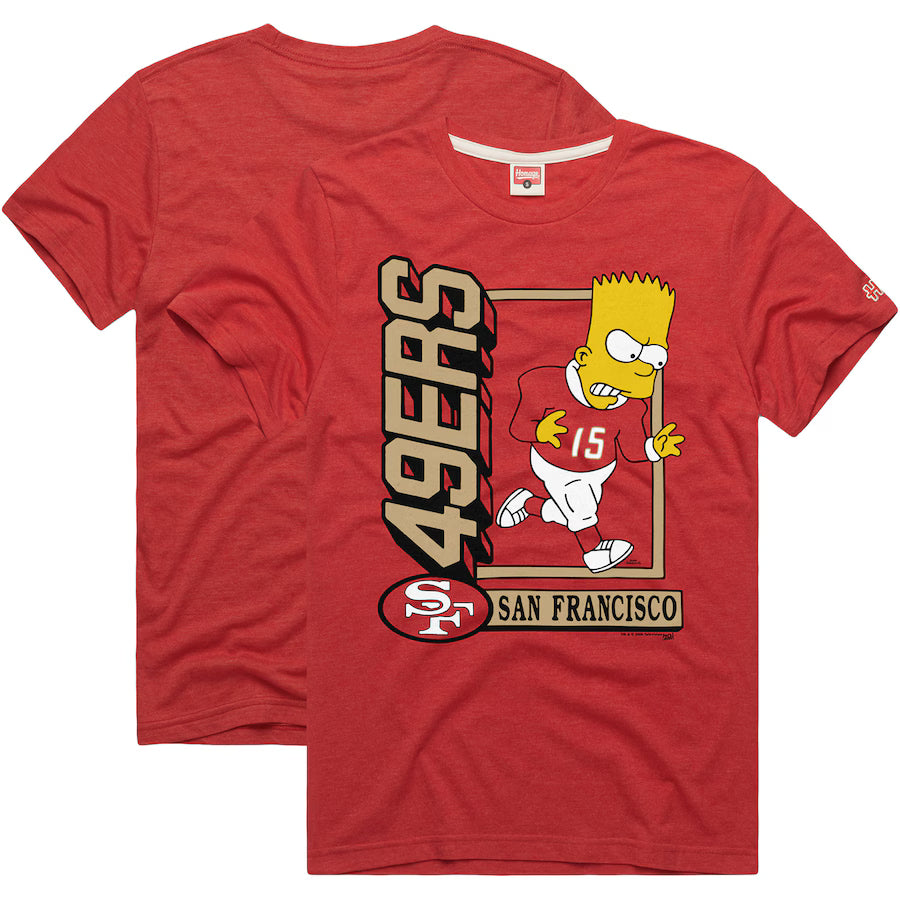 San Francisco 49ers Homage x The Simpsons Tri-Blend T-Shirt – Red (USA Stock)