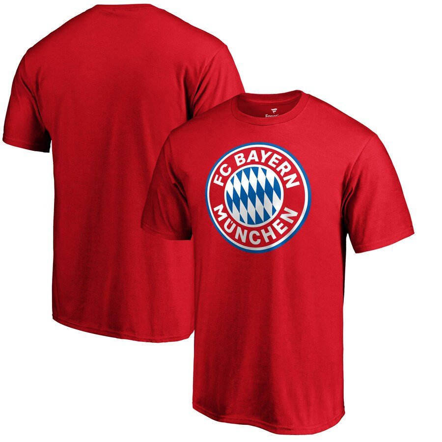 Bayern Munich UK Medium Fanatics Branded Official Logo T-Shirt - Red - UKASSNI