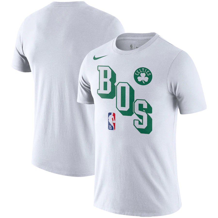 Boston Celtics NBA UK Nike Courtside Performance Block T-Shirt - White - UKASSNI