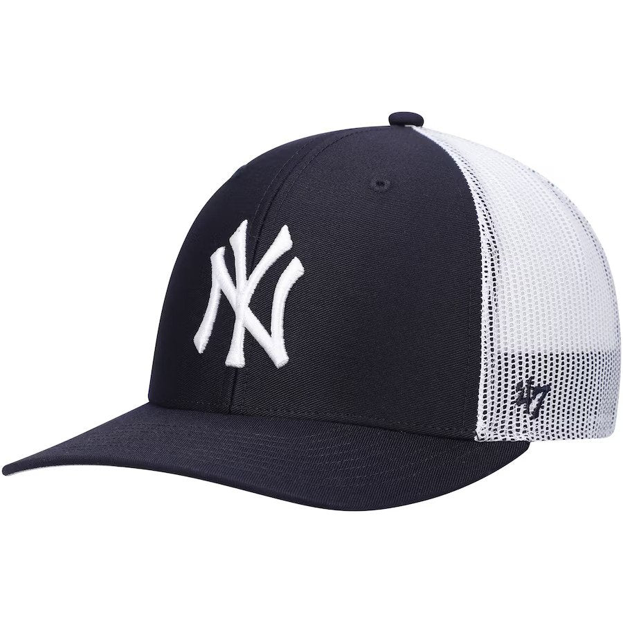 New York Yankees MLB UK '47 Primary Logo Trucker Snapback Hat - Navy/White - UKASSNI