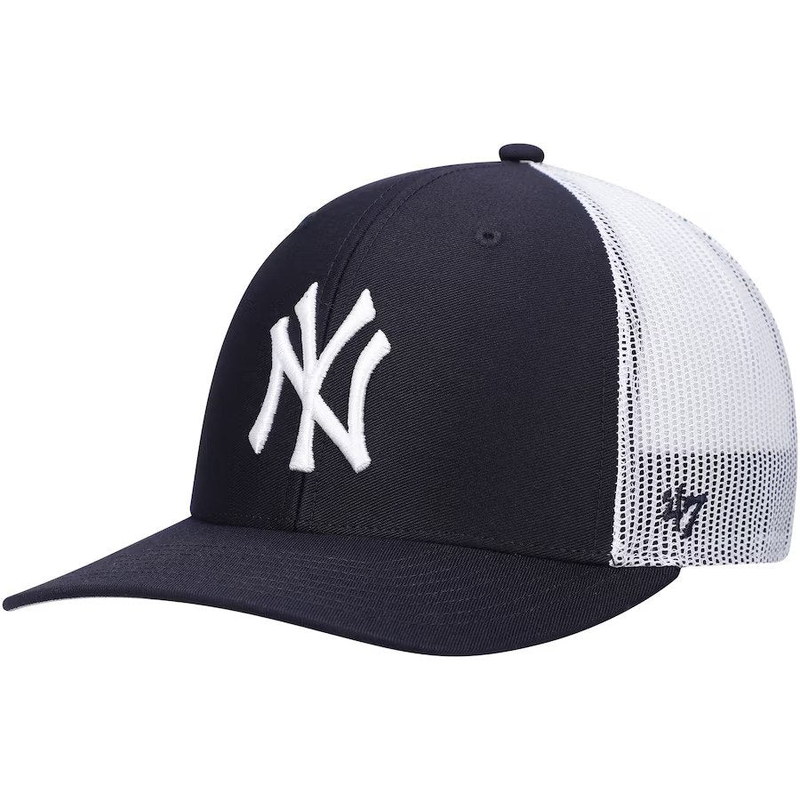 New York Yankees ’47 MLB UK Primary Logo Trucker Snapback Hat – Navy/White (UK Stock) - UKASSNI