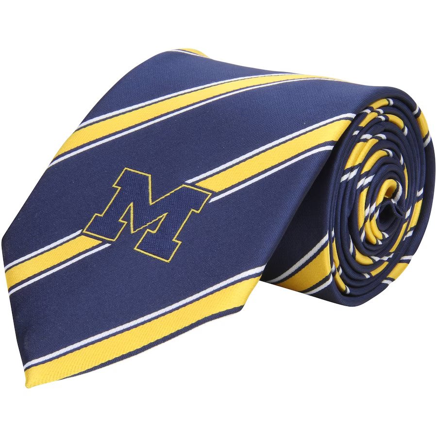 Michigan Wolverines NCAA UK Woven Poly Tie - Eagles Wings - 57in - Polyester - Officially Licensed - Wolverines Logo - UKASSNI