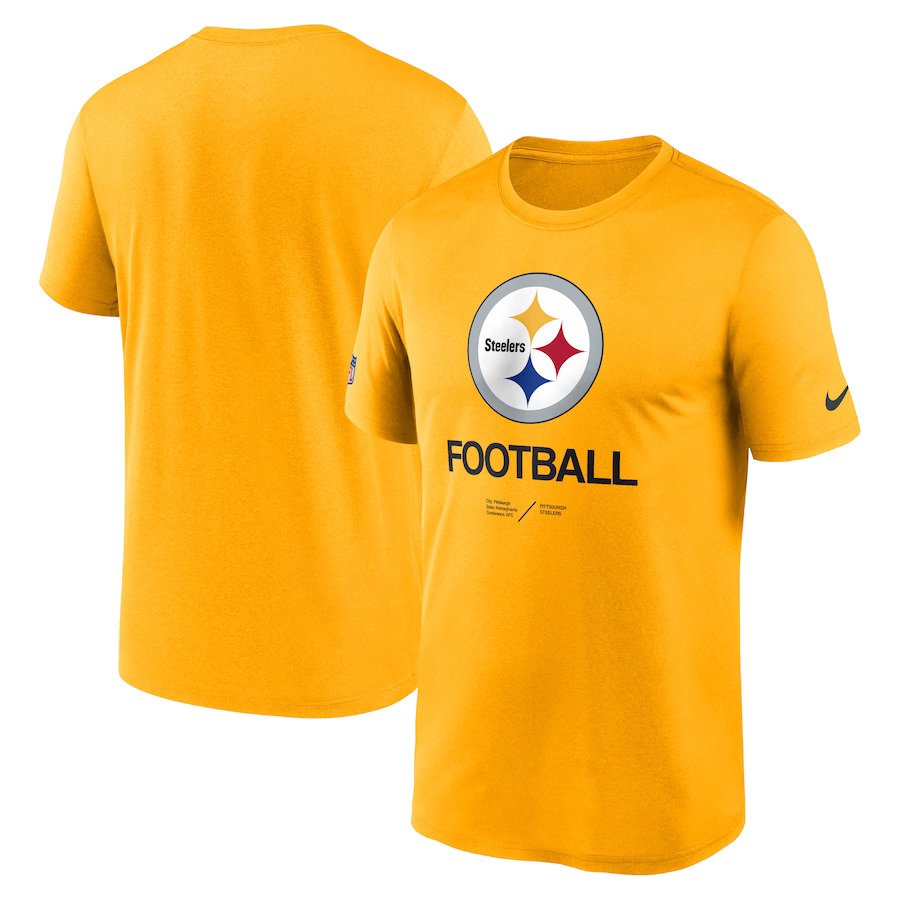 Pittsburgh Steelers NFL UK Nike Sideline Infograph Performance T-Shirt - Gold - UKASSNI