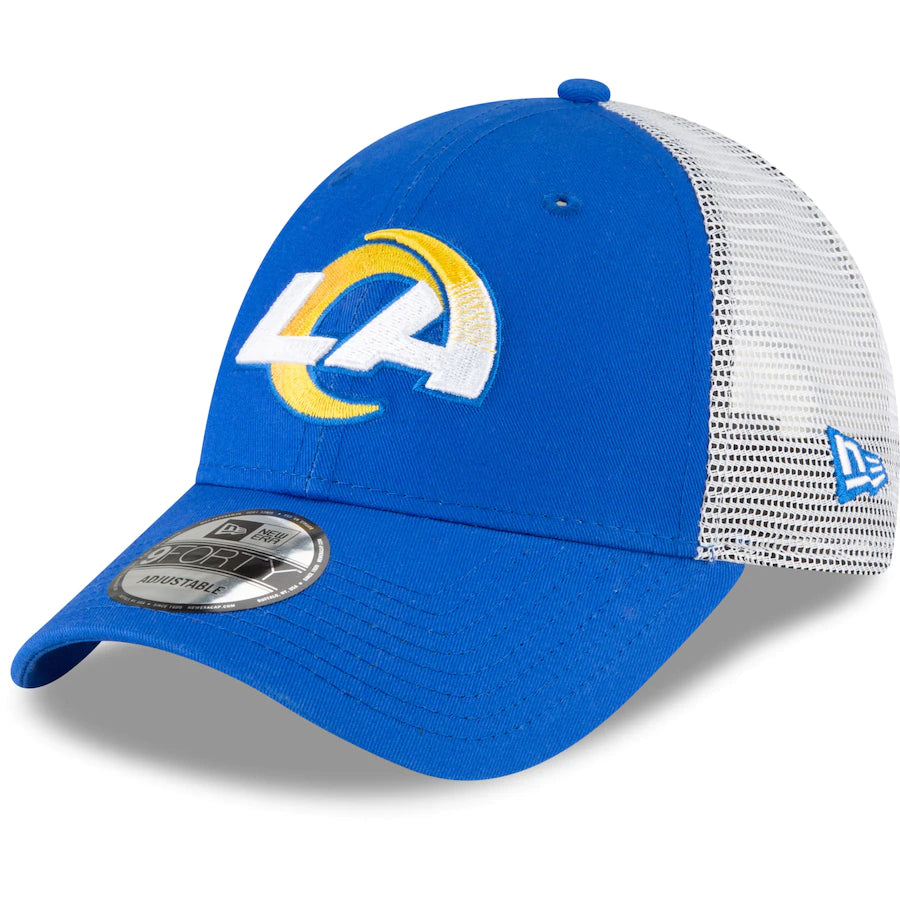 Los Angeles Rams NFL UK New Era Team Trucker 9FORTY Snapback Hat - Royal/White - UKASSNI