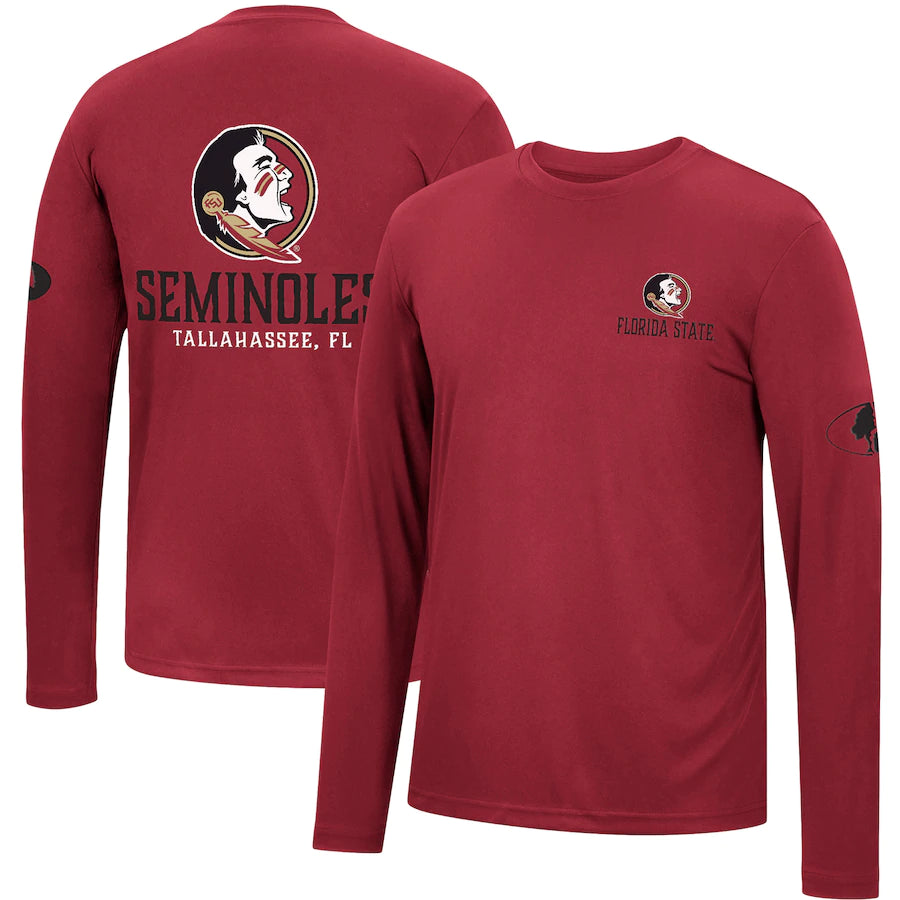 Florida State Seminoles NCAA UK Colosseum Mossy Oak SPF 50 Performance Long Sleeve T-Shirt - Garnet - UKASSNI