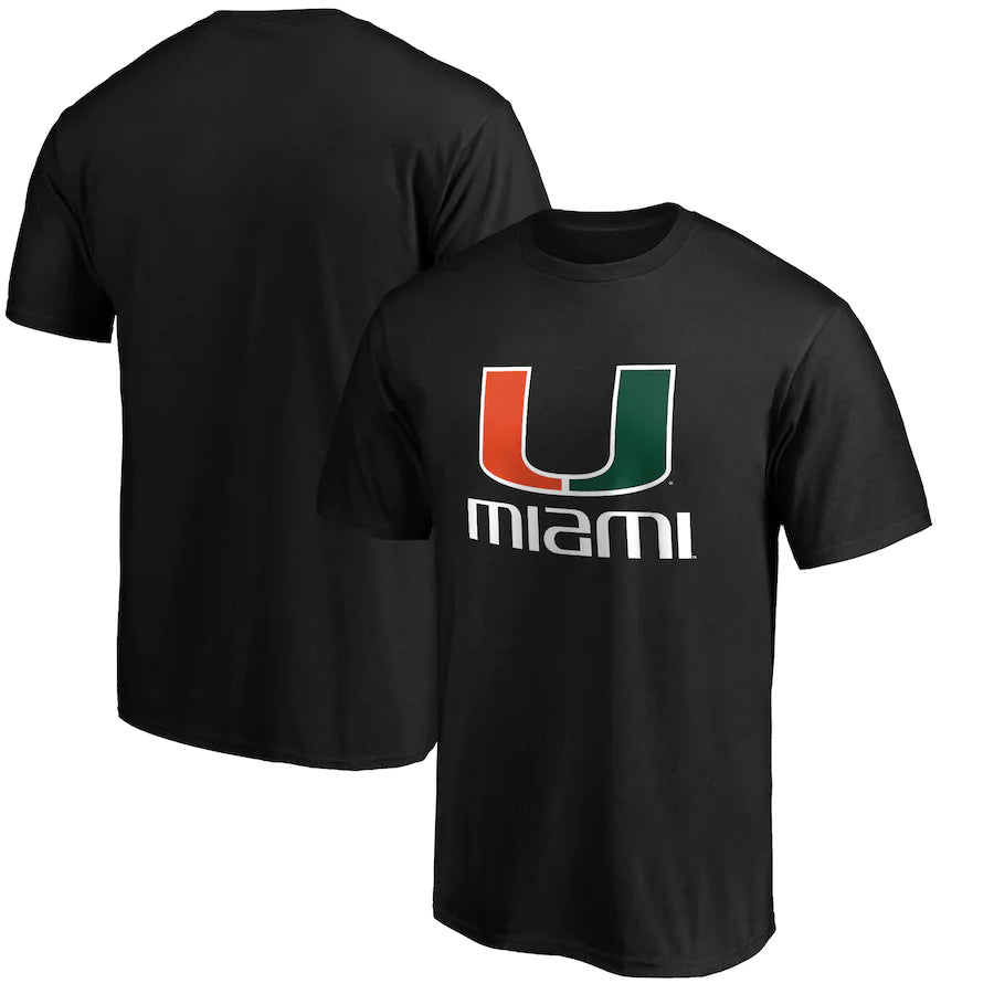 Miami Hurricanes NCAA UK Fanatics Branded Lockup Team T-Shirt - Black - UKASSNI