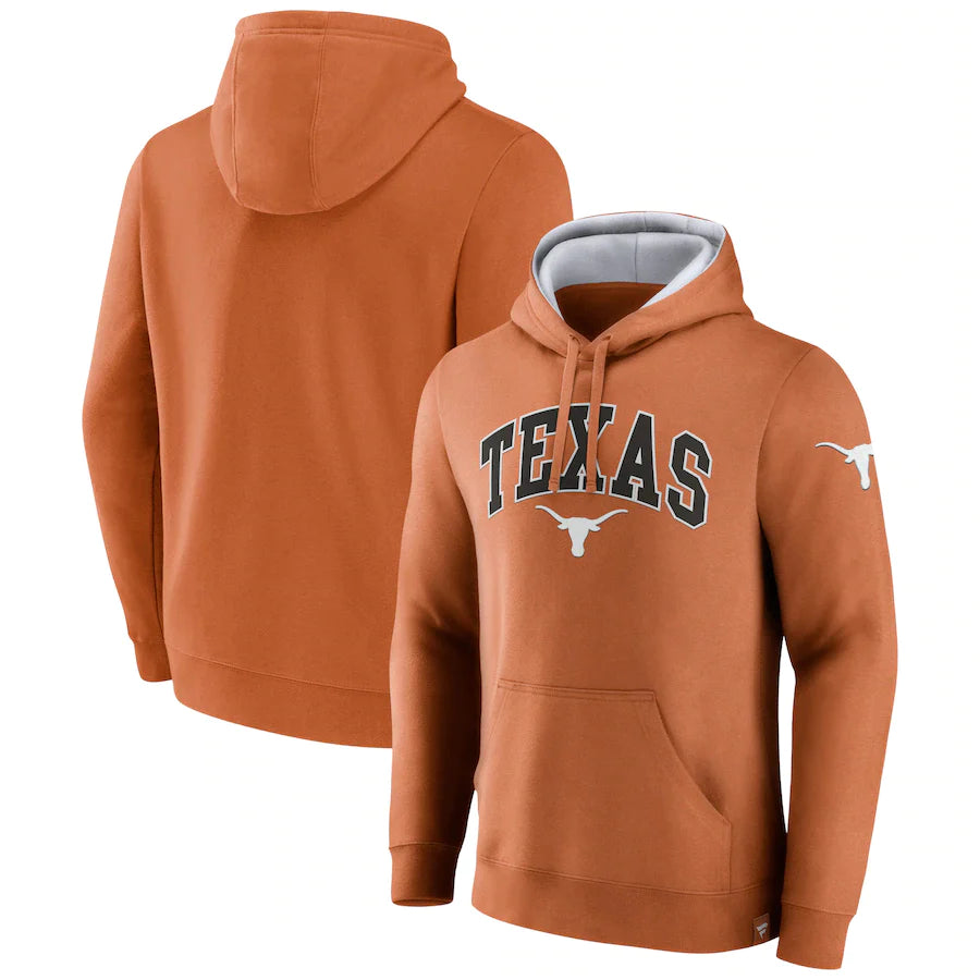 Texas Longhorns NCAA UK Fanatics Branded Arch & Logo Tackle Twill Pullover Hoodie - Burnt Orange - UKASSNI