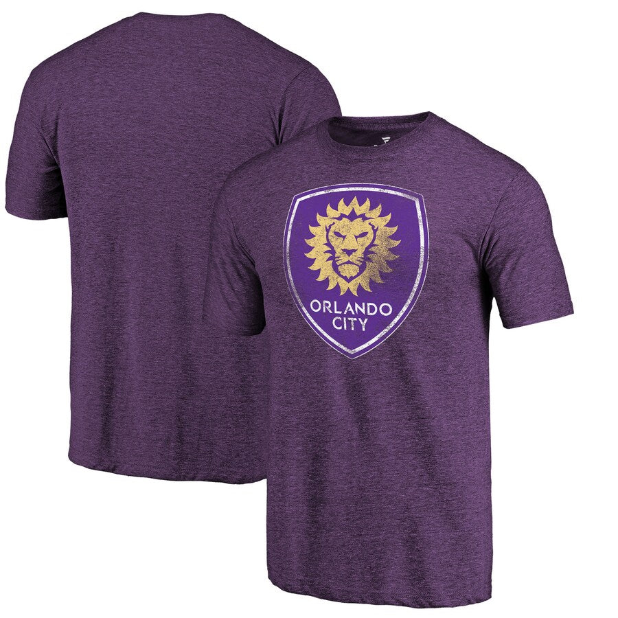Orlando City SC MLS UK Fanatics Branded Distressed Primary Logo Tri-Blend T-Shirt -Purple - UKASSNI
